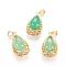 Brass Micro Pave Cubic Zirconia Pendants, Long-Lasting Plated, with Dyed & Heated Agate, Teardrop, Matte Gold Color, 24.8x14.5x9mm, Hole: 4x3.7mm