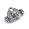 Retro 304 Stainless Steel Links, for Leather Cord Bracelets Making, Skull Head with Wing, Antique Silver, 35x24.5x11mm, Hole: 4x8mm