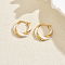 Twist Stainless Steel Hoop Earrings, with Enamel, Golden, White, 24x23mm