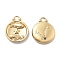 PVD Vacuum Plating 304 Stainless Steel Rhinestone Pendants, Flat Round with Constellations Charm, Real 18K Gold Plated, Pisces, 20.5x16.5x3.5mm, Hole: 2.5mm