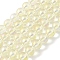 Transparent Electroplate Glass Beads Strands, Pearl Luster Plated, Round, Beige, 8mm, Hole: 1mm, about 50pcs/strand, 14.96''(38cm)