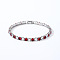 Brass Micro Pave Cubic Zirconia Slider Bracelets for Woman, Square, Red, Inner Diameter: 6-3/4 inch(17cm)
