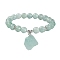 Natural Green Fluorite Round Beaded Stretch Bracelets, with Rough Raw Nugget Charms, Inner Diameter: 2-1/2 inch(6.2cm)