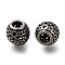 304 Stainless Steel European Beads, Large Hole Beads, Round with Star, Antique Silver, 9.5x9mm, Hole: 4mm