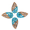 Transparent Resin & Walnut Wood Pendants, with Gold Foil, Leaf, Dark Turquoise, 38x20x3mm, Hole: 2mm