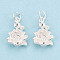 925 Sterling Silver Pendants, Flower Charms, with 925 Stamp, Silver, 15.5x10x4.5mm, Hole: 4mm, Jump Ring: 5x0.5mm, Inner Diameter: 4mm