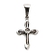 316 Surgical Stainless Steel Pendants, with Rhinestone, Cross Charms, Antique Silver, 17.5x10.5x3.5mm, Hole: 6x2.5mm