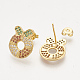 Ciondoli in ottone con zirconi cubici e orecchini a bottone e anelli regolabili set di gioielli SJEW-S043-15-5