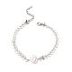 Bracelet à maillons en perles naturelles avec 304 chaines épis en acier inoxydable pour femme BJEW-TA00214-1