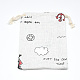 プリントコットンラッピングポーチ巾着袋  セーリングのテーマ  ホワイトスモーク  14x10cm X-ABAG-T004-10x14-09-2