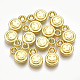 CCBプラスチックチャーム  笑顔とフラットラウンド  ゴールドカラー  13x8.5x3.5mm  穴：1.8mm  約2000個/500g CCB-S160-273-1