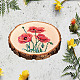 CREATCABIN Red Poppy Flower Printed Natural Round Wood Slices 4.3 Inch Rustic Wooden Undrilled Pieces Circular Tree Trunk Discs Log Coaster Art Decor Holiday Ornaments for Home Living Room Bedroom AJEW-WH0363-008-6