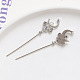 Brass Pave Clear Cubic Zirconia Magic Wand Head Pins BAPE-PW0002-11P-1