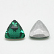 ポイントガラスラインストーンカボション  バックメッキ  多面カット  三角形  med.emerald  11x12x4.5mm RGLA-T087-12mm-15-2