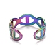 Ионное покрытие радужного цвета (ip) 304 полое открытое манжетное кольцо из нержавеющей стали для женщин RJEW-A005-24MC-3