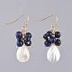 Boucles d'oreilles avec pendentif en lapis-lazuli naturel EJEW-JE03876-02-1