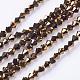 1 Strand Faceted Bicone Full Copper Plated Glass Beads Strands X-EGLA-J026-3mm-F16-1