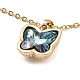 Butterfly Glass Pendant Necklaces NJEW-E105-06KCG-01-1