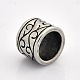 Big Hole Smooth Surface 316 Stainless Steel Column Carved Floral Pattern Beads STAS-O048-07-2