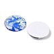 Синие и белые цветочные печатных стеклянные кабошоны X-GGLA-A002-30mm-XX-2
