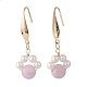 Round Natural Kunzite & Shell Pearl Beads Dangle Earring EJEW-TA00038-02-3
