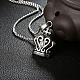 Vintage 316L Stainless Steel Crown and Cross Pendant Necklaces NJEW-BB14768-4