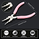 BENECREAT 6-in-1 Bail Making Pliers Carbon Steel Pink Nylon Nose Pliers 6-Step Multi-Size Wire Looping Plier for DIY Making PT-BC0001-54-3