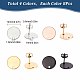SUNNYCLUE 1 Box 32Pcs 4 Colors Flat Round Earring Posts Stainless Steel Earring Post Ear Stud with Loop Blank Metal Earring Studs Ear Nuts for Earrings Jewelry Making DIY Women Adults Crafts Suppies STAS-SC0004-33-2