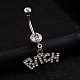 Bijoux de piercing plaqué platine en laiton zircon cubique anneau de nombril anneau de nombril anneaux de ventre AJEW-EE0001-07-4