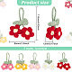 5 pièces 5 couleurs crochet bouffée fleur pendentif décorations avec feuille réglable DIY-FG0004-12-2