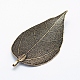 Brass Plated Natural Leaf Big Pendants X-KK-G321-K-15-2