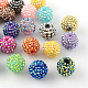 Perles de strass en résine de couleur AB, avec des perles rondes acryliques à l'intérieur, pour les bijoux de bubblegum, couleur mixte, 20mm, Trou: 2~2.5mm