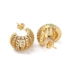 Brass Micro Pave Cubic Zirconia Half Round Stud Earrings EJEW-P252-03G-2