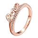 Word love anillos de circonio cúbico de latón chapado en oro rosa real para mujer RJEW-BB05427-RG-1