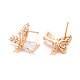 Brass Micro Pave Clear Cubic Zirconia Earring Findings KK-T062-223G-NF-2