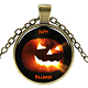Halloween Theme Glass Pendant Necklaces NJEW-J057-B927-AB-1