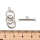 Rhodinierter 925-Ring-Knebelverschluss aus 3 Sterlingsilber STER-P049-01P-3