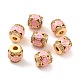 Real 18K Gold Plated Brass Micro Pave Clear Cubic Zirconia Beads ZIRC-Z023-07-2