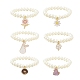 Bracelet extensible en perles d'imitation de verre avec breloques en alliage d'émail BJEW-JB09556-1