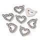 Corazón de plata antiguo colgantes rhinestone aleación de tono RB-N031-03A-3