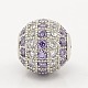 Lilac & Clear CZ Jewelry Findings Brass Micro Pave Cubic Zirconia Round Beads ZIRC-M015-20P-NR-2