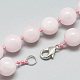 Natürlichen Rosenquarz Perlenketten NJEW-S404-14-2
