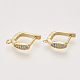 Brass Micro Pave Cubic Zirconia Hoop Earring Findings with Latch Back Closure KK-T048-032G-NF-1