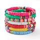 7Pcs Rainbow Polymer Clay Heishi Beads Stretch Bracelets Set BJEW-JB05882-1