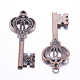 Supports pendentif en strass de cuivre rouge de style tibétain clés X-TIBE-16047-R-NR-2