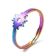 Ионное покрытие(ip) 304 нержавеющая сталь цветок регулируемое кольцо для женщин RJEW-M149-03RC-3