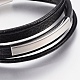 Men's Braided Leather Cord Multi-strand Bracelets BJEW-P198-06-3