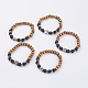 Bracelets extensibles perlés en pierre de lave naturelle BJEW-JB03555-1
