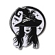 印刷されたアクリルパーツ  魔女の帽子のチャームが付いたヘカテ  ブラック  40x33x2.5mm  穴：1.8mm MACR-G059-10D-1