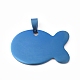 ステンレススチールペンダント  空白タグのスタンプ  魚  ブルー  24x38x1.5mm  穴：5.5x9.5mm STAS-WH0014-37C-1